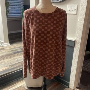 Sonoma Checkered Sweatshirt in Brown and Pink